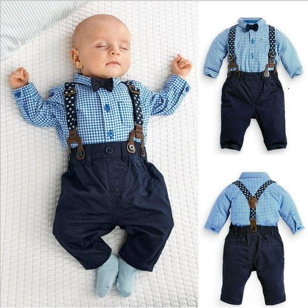 Toddler Baby Boys Outfits Infant 2PC Sets Summer Plaids T-shirt Short Overalls Toddler Baby Boys Outfits Infant 2PC Sets Summer Plaids T-shirt Short Overalls